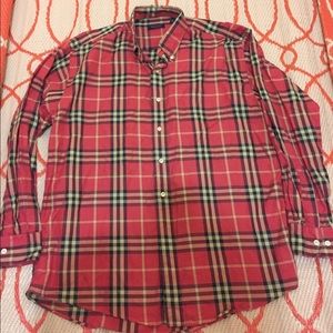 Burberry | Shirts | Burberry London Mens Flannel Shirt L Red Black ...